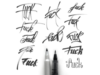 Brush Practice black brush experiment fuck illustration ink letter lettering pen script white