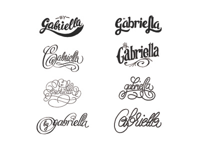 'by Gabriella' logo exploration logo lettering ink black white mark blog website typography