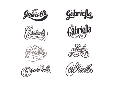 'by Gabriella' logo exploration black blog ink lettering logo mark typography website white