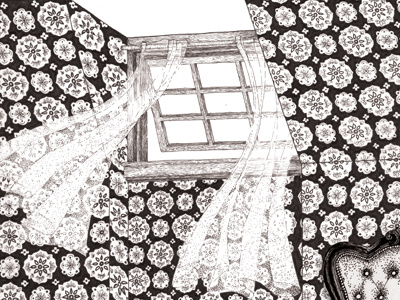 Album artwork for Good Day Good Sir music record album pattern wallpaper vintage dark white black ink drawing illustration