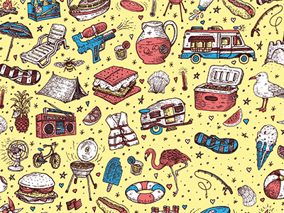 Summer in the City pattern summer drawing illustration
