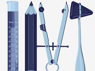 Scholarly Instruments advertisement beaker compass illustration medical pencil school vector