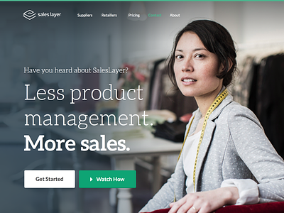 Landing Page for SalesLayer.com clean green landing page simple web website