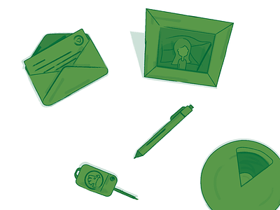 Illustrations for CeskeShopify.cz car key green illustration letter pen