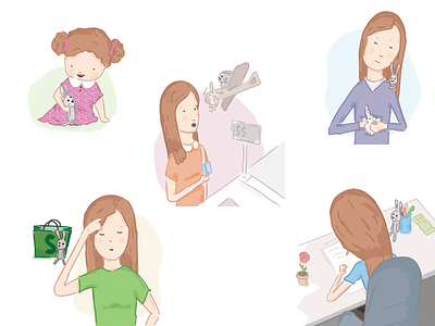 Illustrations for CeskeShopify.cz byrocrary drawing girl illustrations painting payment rabbit shop shopping woman