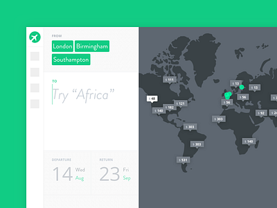 Find Flight / Kiwi.com concept date flight map price search travel web web app