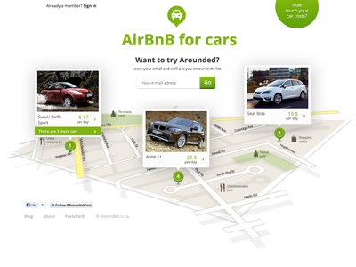 New version of Launching page arounded cars launch page map webdesign