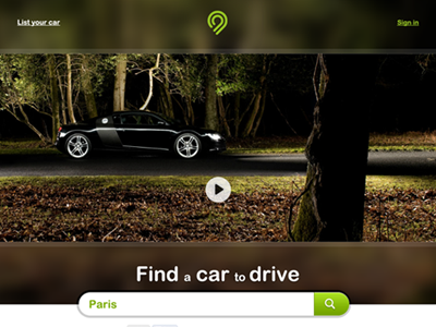The Minimalistic Homepage for Arounded = AirBnB for cars.