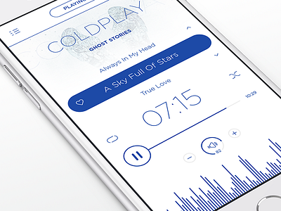 Music Player iOS App album app equalizer flat ios iphone material mobile music player timeline volume