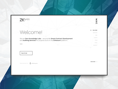 ZKLabs Landing page auditing design ethereum flat landing page minimal smart contract ux ui web zklabs