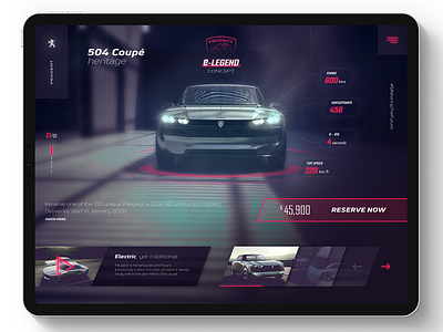 Peugeot e-LEGEND Landing page