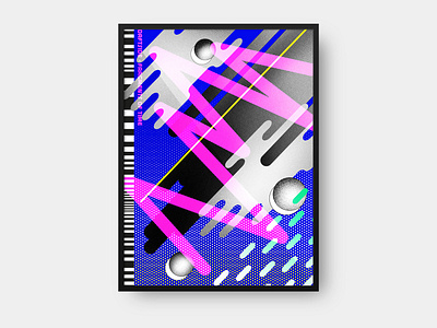 Fragments of Time Poster abstract geometric music poster neon colors poster print vector art