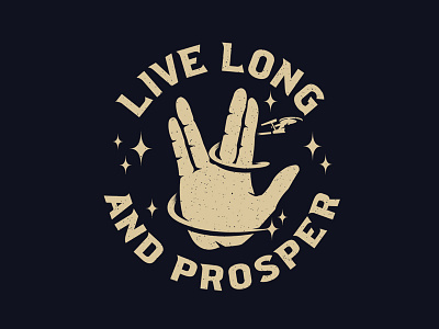 Live Long enterprise hand illustration script star trek starship t shirt design tee