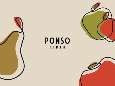 Ponso Cider alcohol beverage branding cider fuits logo minimalist vintage