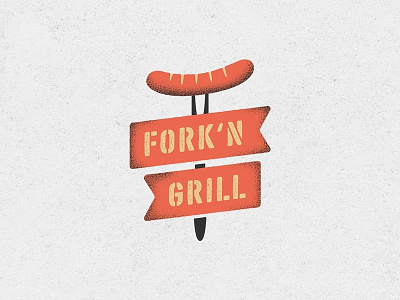 Fork'n Grill barsausage dribbble fork graphic grill logo logotype vintage