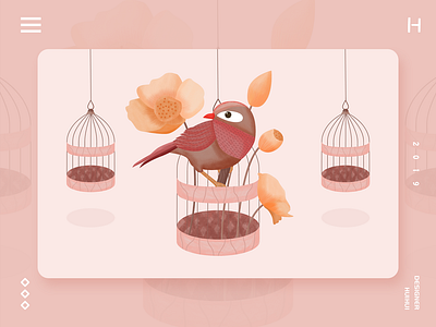 Cage bird illustration ui ux 插图 插画 设计