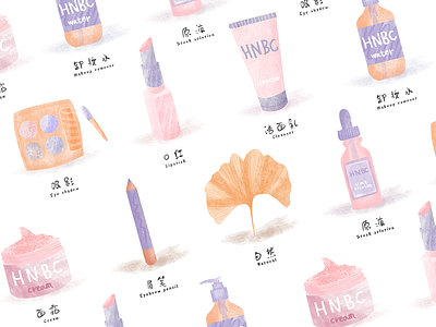 Mori watercolor illustration—Skin care products series design flat typography ui ux vector web 插画