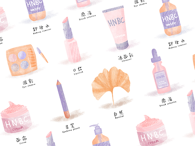 Mori watercolor illustration—Skin care products series