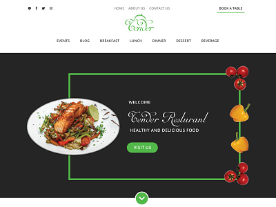 Delicious Restaurant Website Banner 😋🍲🍹 banner banner design design homepage illustraion photoshop restaurant uidesign website website banner website design