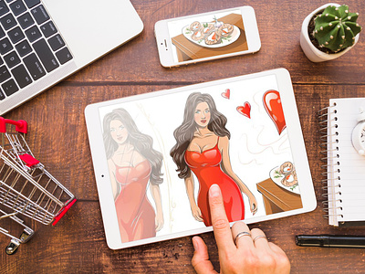 Concept images for social networks girl red vector vectorart