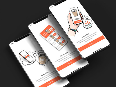 Illustrations for the app. Selling delicious coffee)