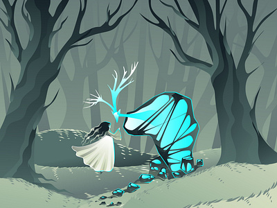 forest art fairytale fantastic fantasy illustration vector вектор сказка фантастика фентези
