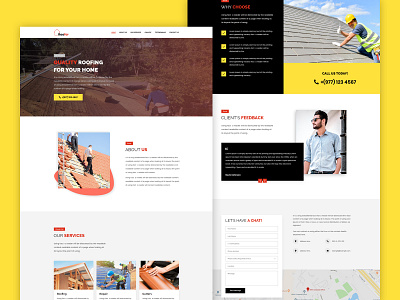 Roofer - A premium landing page template business landing page clean creative creative landing page homepage landing page one page template responsive roof roofer template wordpress