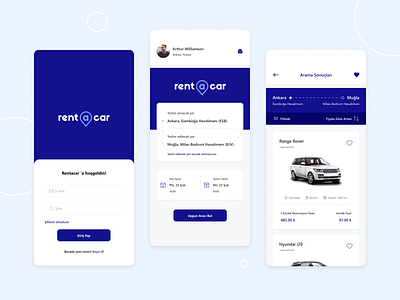 RentaCar Mobile App app branding car card color design digital icon logo ui ux