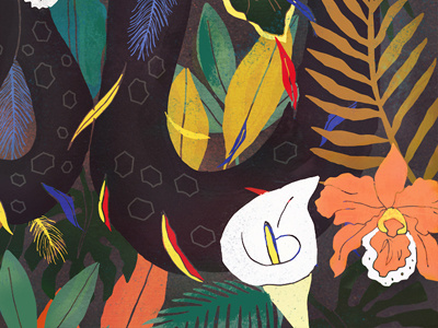 Quetzalcoatl illustration orchid rainforest snake