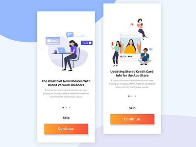 Walkthrough Mobile UI Screens Design character color creative design design art flat ui colors gradient graphics illustrations onboarding onboarding screen tutorials ui ui ui ux uidesign ux vector walk through walkthrough white