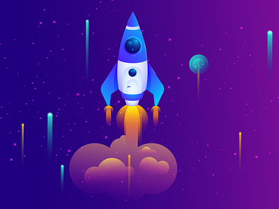 Space illustrations astronaut banner cloud creative design graphics graphics design illustration illustrations launch night sky planet rocket space space art star stars ui ux vector
