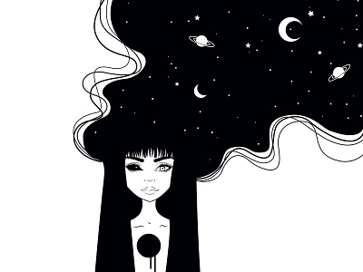 Galaxy in her 012 blackandwhite design galaxy illustration vector vectorart