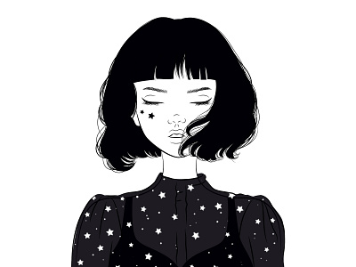 the galaxy in her blackandwhite design galaxy illustration vector vectorart