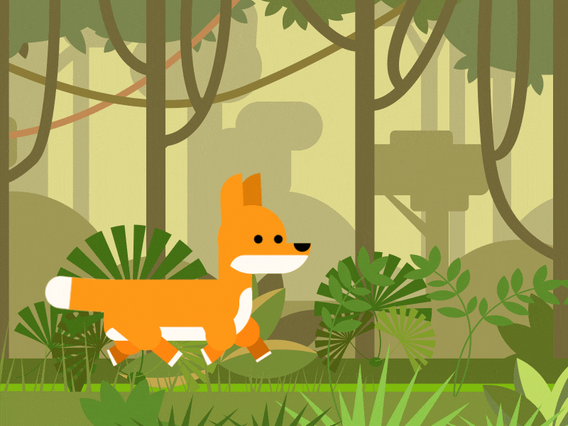 Running fox animal animation animal art character animation flat design forest forest animals gif animated gif animation green motion animation vector