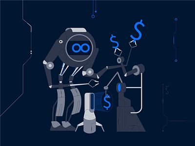 Money robot illustration vector