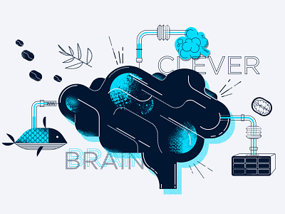 Clever brain illustration vector