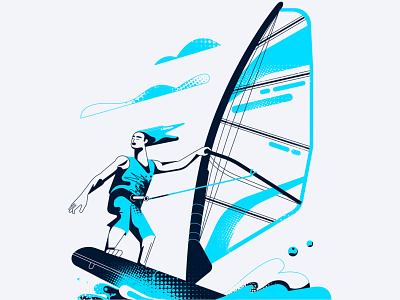 Windserfing illustration vector