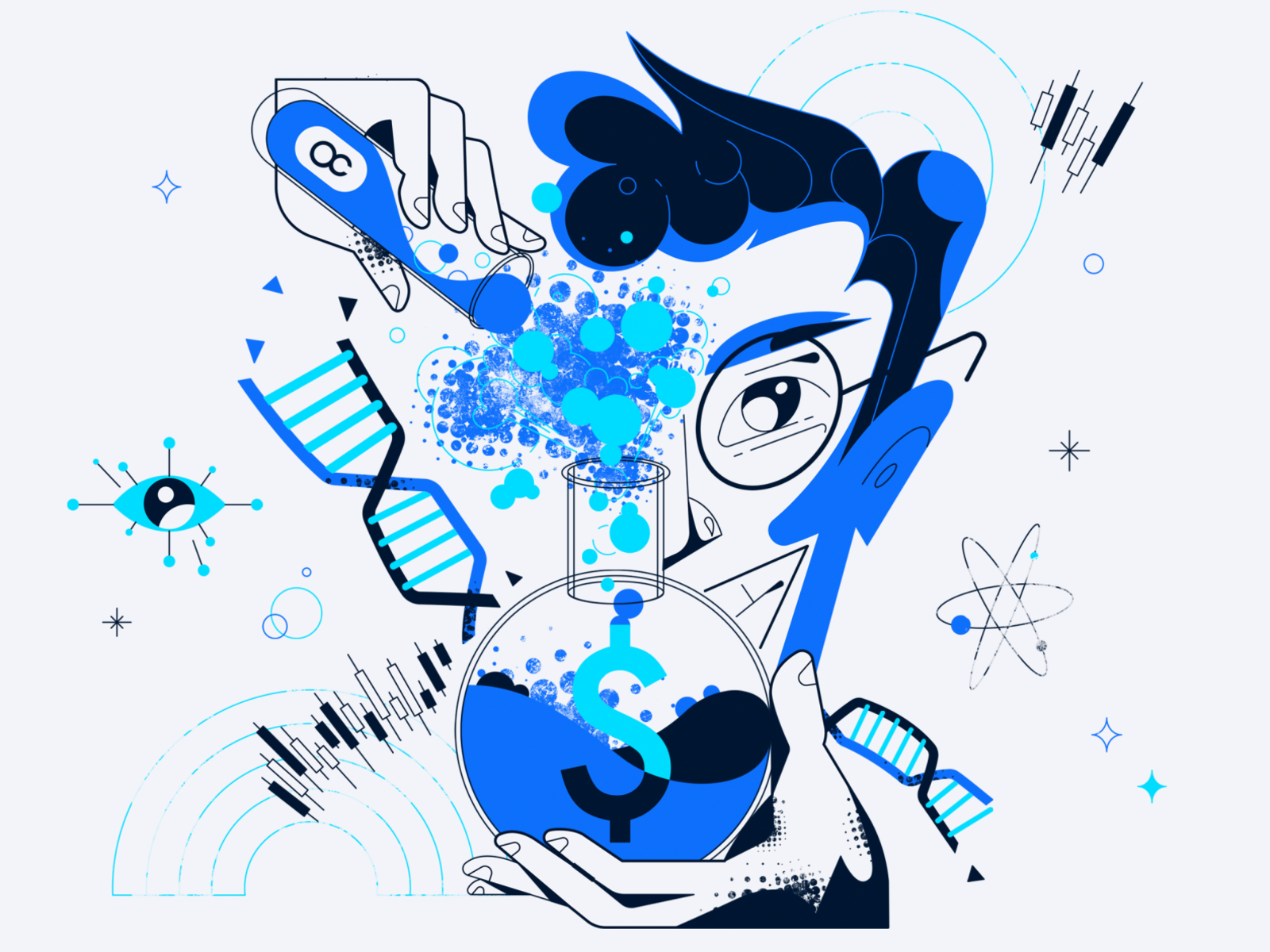 Chemistry of trading illustration vector