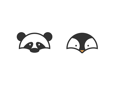Panda & Penguin animal character icon panda penguin