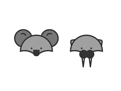 Koala & Walrus animal character icon koala walrus