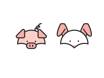 Pig & Rabbit animal character icon pig rabbit