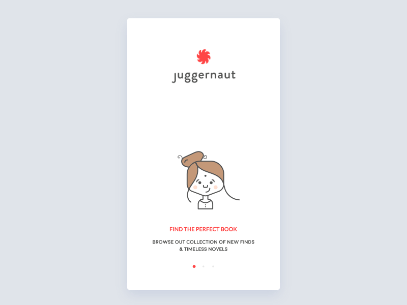 Juggernaut Onboarding animation app book girl illustration ios iphone library minimal onboarding outside room