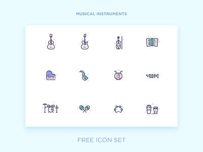 Musical Instruments clarinet drum set free guitar harp icon icon set instrument music piano violin