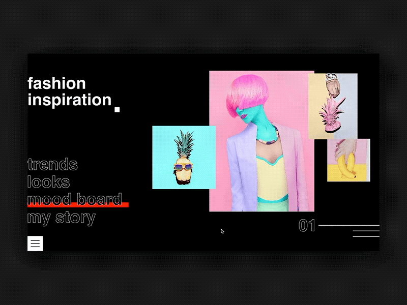 Parallax Mouse Movement animation black concept dark depth fashion fashion blog gif inspiration interaction invision studio minimal motion mouse parallax parallax website ui ui deisgn web website
