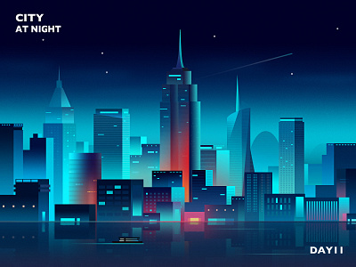 City at night design illustration ui