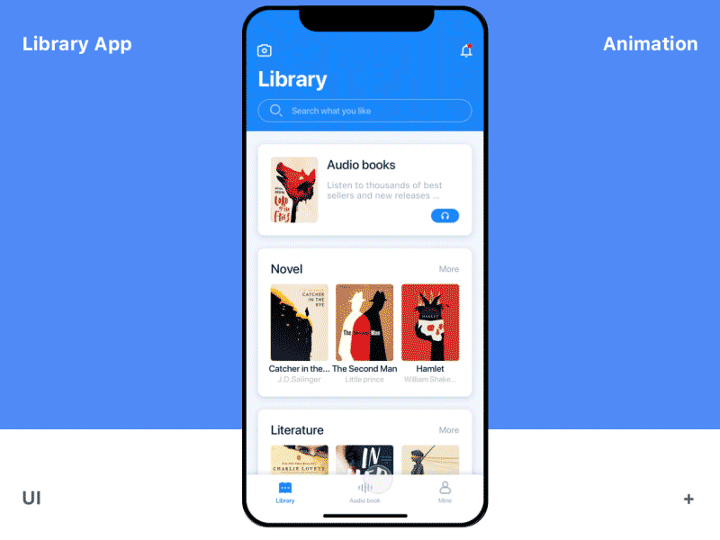 Library App animation annimation app audio book design library ui