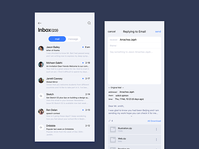 Inbox app design inbox ui