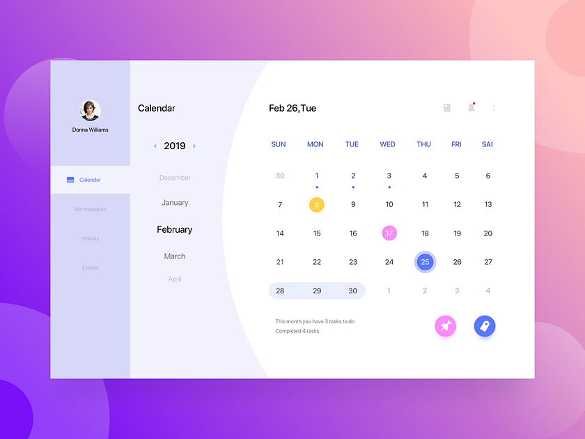 Calendar by Cstars on Dribbble