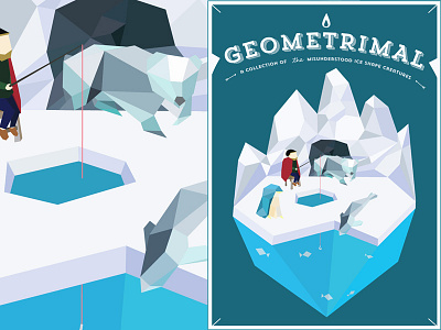 Geometrimal - On Ice blocks blue geometrical shapes turquoise