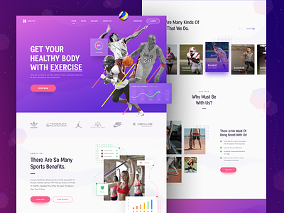 HEALTHY - Website Exploration ai chart course dashboard exercise gym health homepage illustration landing page sport tracking ui website